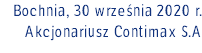 Bochnia, 30 września 2020 r. Akcjonariusz Contimax S.A